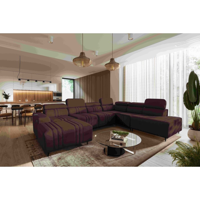 U-shaped corner sofa Verona X with sleeping function, fabric Vena 13 U-shaped corner sofa Verona X with sleeping function, fabric Vena 13
