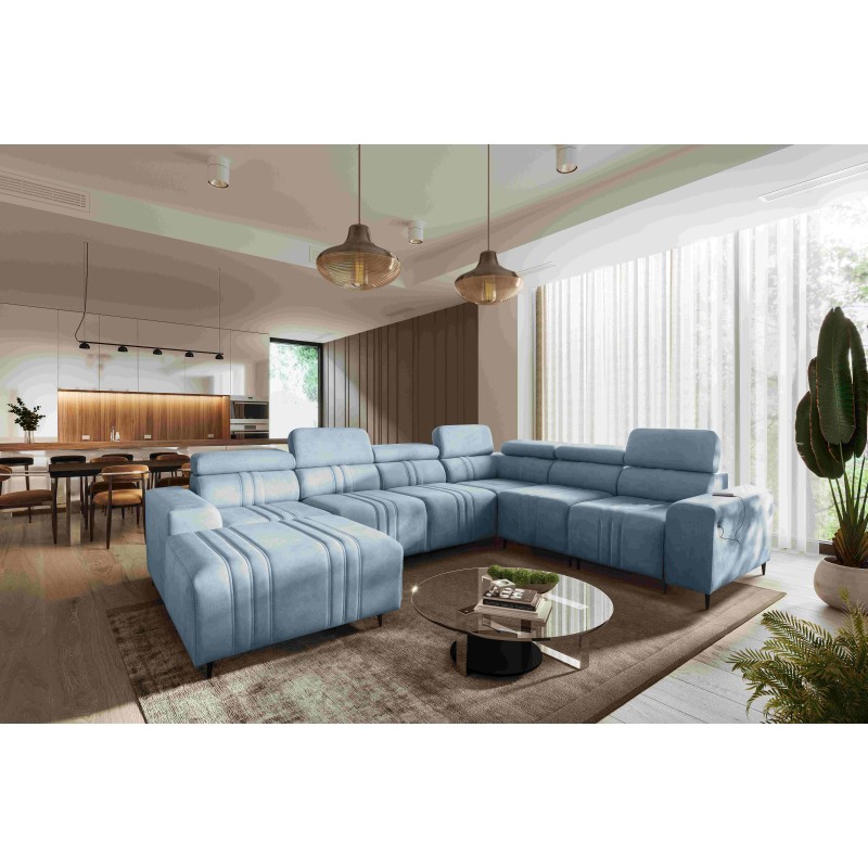 U-shaped corner sofa Verona VIII with sleeping function, fabric Vena 6 U-shaped corner sofa Verona VIII with sleeping function, fabric Vena 6
