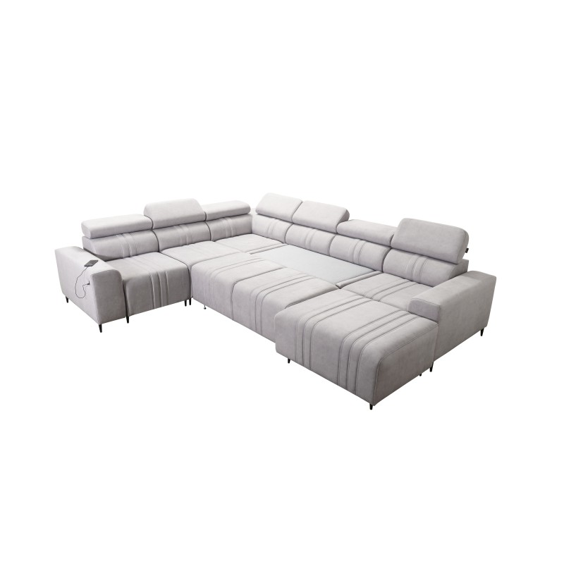 Sofá esquinero en forma de U Verona VIII con función de cama, tela Vena 9 Sofá esquinero en forma de U Verona VIII con función de cama, tela Vena 9