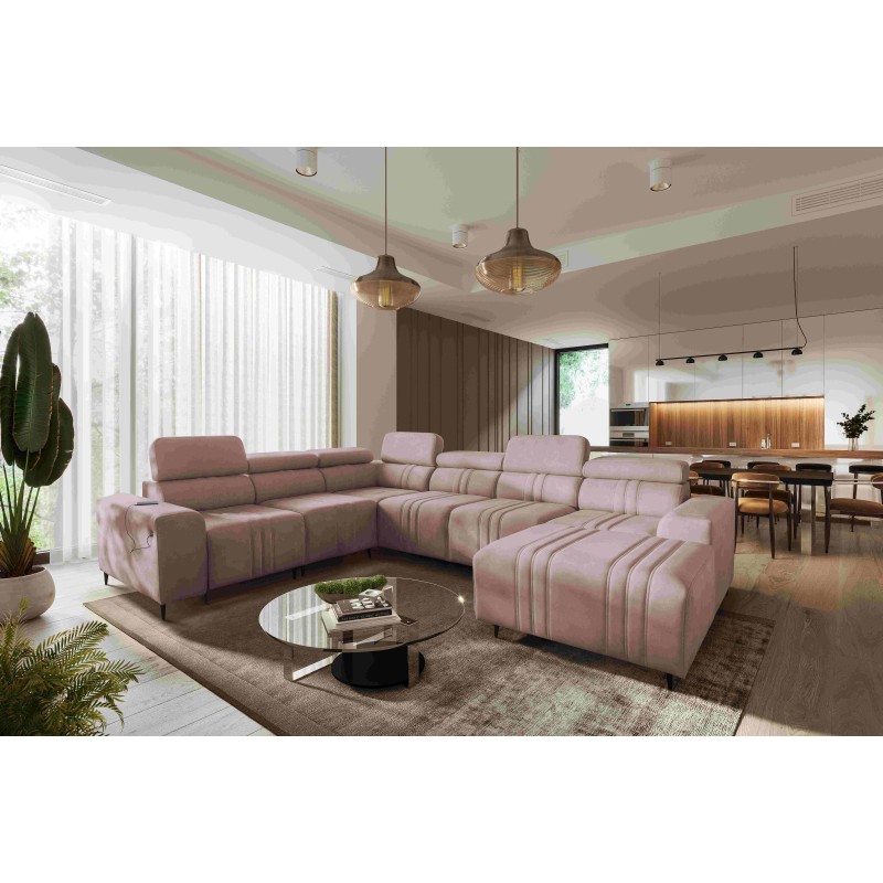 Ecksofa in U-Form Verona VIII mit Schlaffunktion Stoff Vena 10