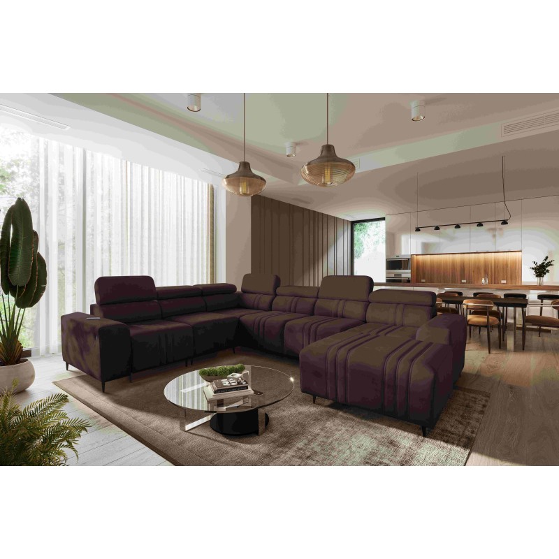 U-förmiges Sofa Verona VIII mit Schlaffunktion, Stoff Vena 13