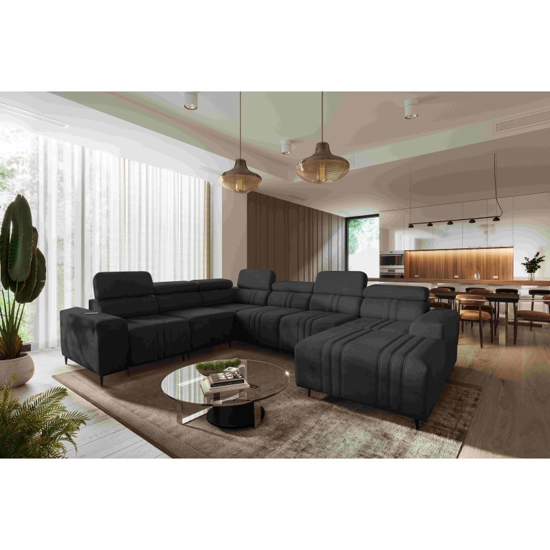 U-förmiges Ecksofa Verona VIII mit Schlaffunktion Stoff Vena 20