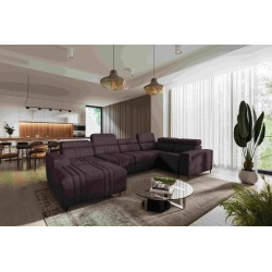 U-shaped Verona IV sectional sofa with a sleeping function in Vena 13 fabric