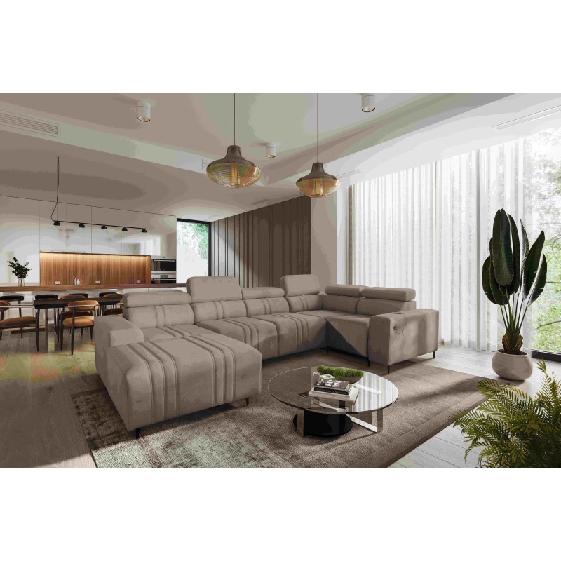 U-shaped corner sofa Verona IV with a sleeping function in Vena 14 fabric