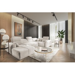 Кутовий диван у формі U Luxor IV з функцією сну тканина Wind 02