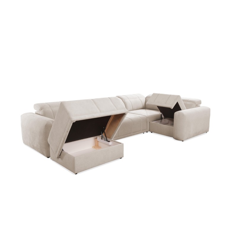 Sofá en forma de U Luxor IV con función de cama tela Wind 02 Sofá en forma de U Luxor IV con función de cama tela Wind 02