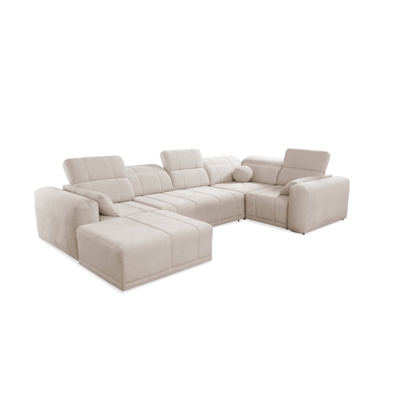 Sofá en forma de U Luxor IV con función de cama tela Wind 02 Sofá en forma de U Luxor IV con función de cama tela Wind 02