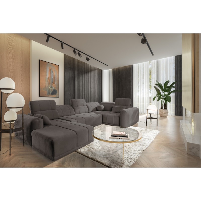 Luxor IV U-shaped sectional sofa with sleeping function fabric Wind 21