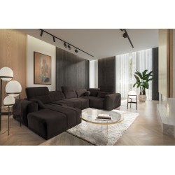 Кутовий диван у формі U Luxor IV з функцією сну тканина Wind 28