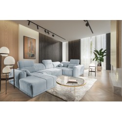 Luxor IV U-shaped sofa with sleeping function fabric Wind 73