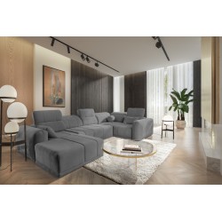 Диван кутовий у формі U Luxor IV з функцією сну тканина Wind 90