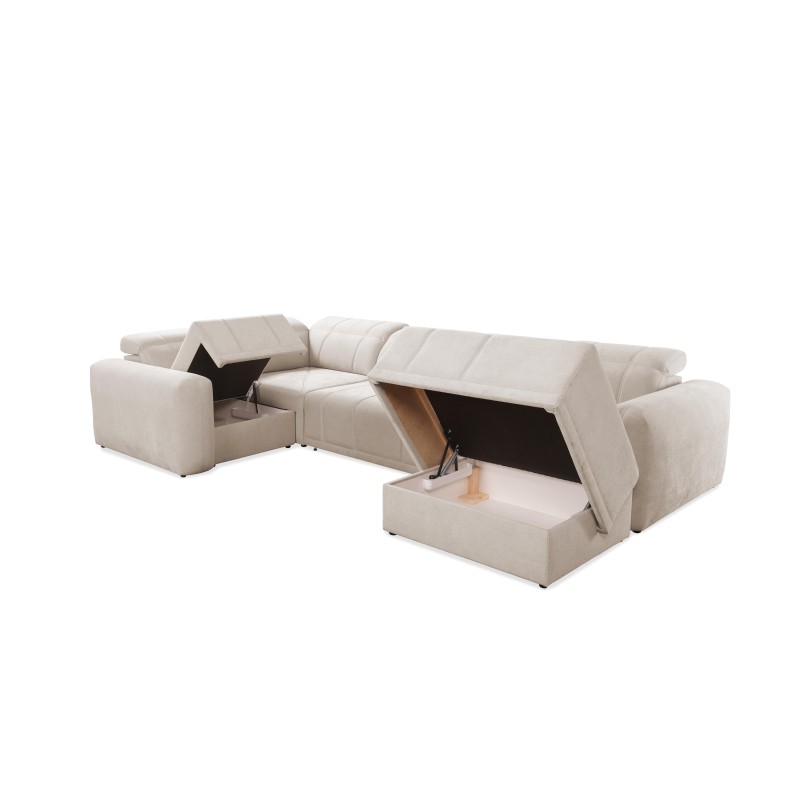 Sofá en forma de U Luxor IV con función de cama tela Wind 02 Sofá en forma de U Luxor IV con función de cama tela Wind 02
