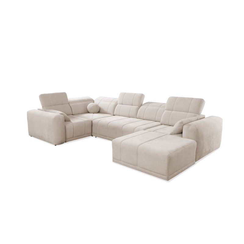 Sofá en forma de U Luxor IV con función de cama tela Wind 02 Sofá en forma de U Luxor IV con función de cama tela Wind 02