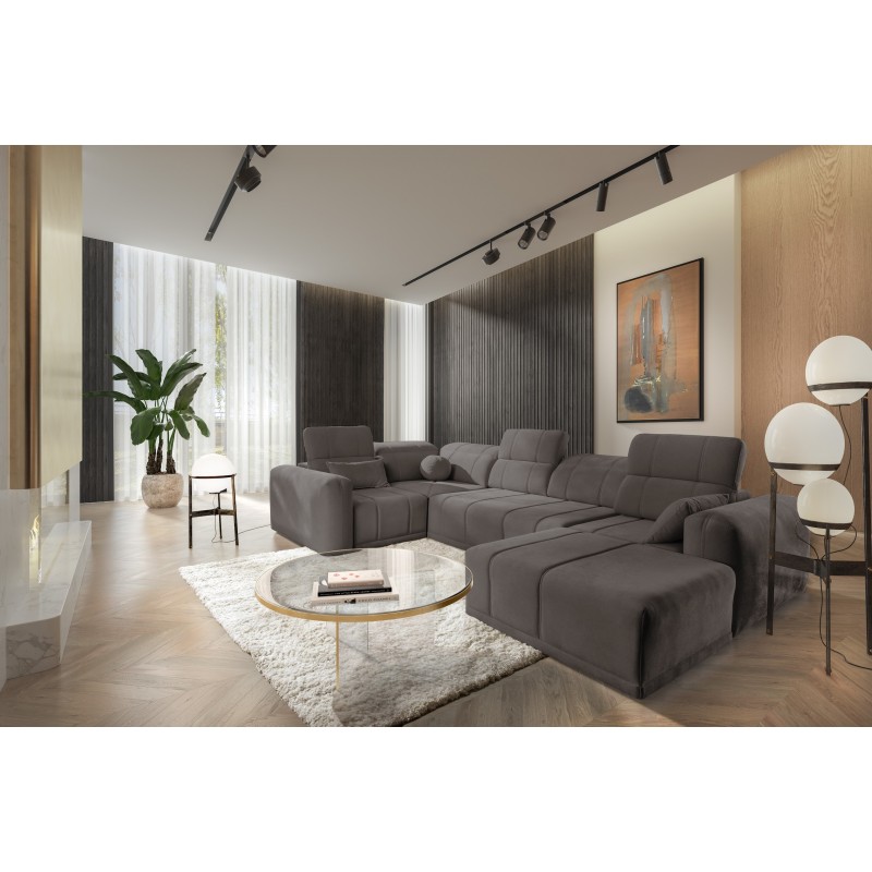 Кутовий диван у формі U Luxor IV з функцією сну тканина Wind 21