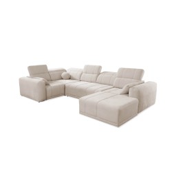 U-förmiges Ecksofa Luxor IV mit Schlaffunktion Stoff Wind 84