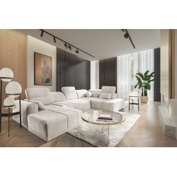 Кутовий диван у формі U Luxor VI з функцією сну тканина Wind 02