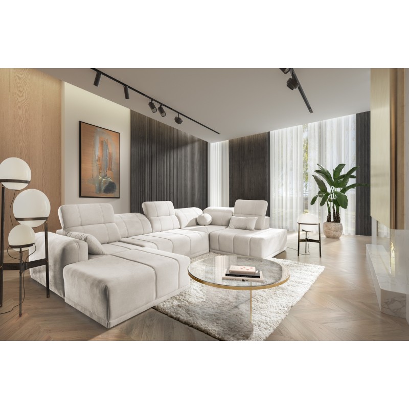Кутовий диван у формі U Luxor VI з функцією сну тканина Wind 02