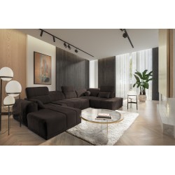 Кутовий диван у формі U Luxor VI з функцією сну тканина Wind 28