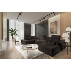 Кутовий диван у формі U Luxor VI з функцією сну тканина Wind 28