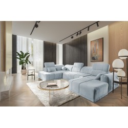 Кутовий диван у формі U Luxor VI з функцією сну, тканина Wind 73
