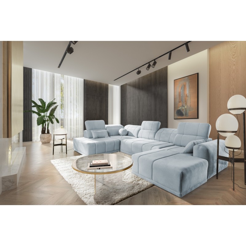 Кутовий диван у формі U Luxor VI з функцією сну, тканина Wind 73