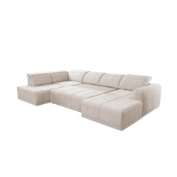 U-shaped Luxor VI sectional with sleeping function, fabric Wind 73