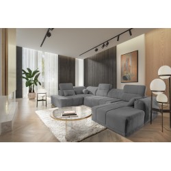 Кутовий диван у формі U Luxor VI з функцією сну тканина Wind 90