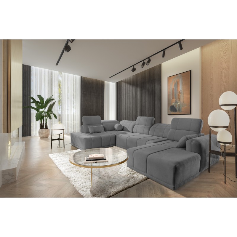 Кутовий диван у формі U Luxor VI з функцією сну тканина Wind 90