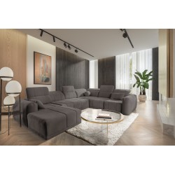 Кутовий диван у формі U Luxor VIII з функцією сну тканина Wind 21