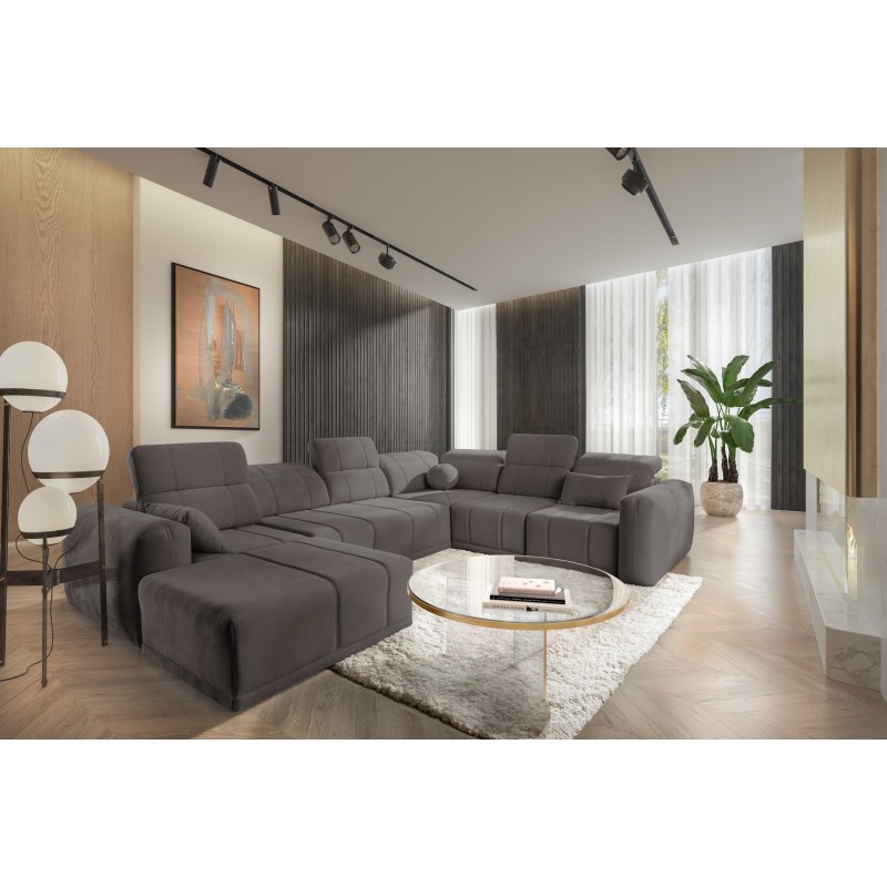 Кутовий диван у формі U Luxor VIII з функцією сну тканина Wind 21