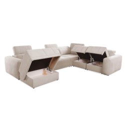 U-förmiges Ecksofa Luxor VIII mit Schlaffunktion Stoff Wind 21