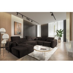 Кутовий диван у формі U Luxor VIII з функцією сну тканина Wind 28