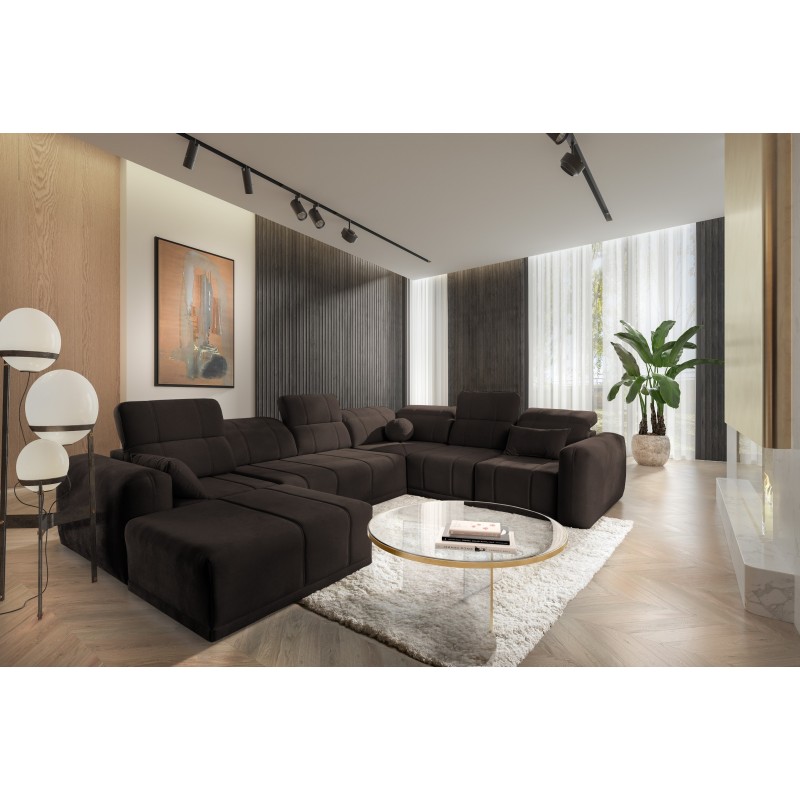 Кутовий диван у формі U Luxor VIII з функцією сну тканина Wind 28