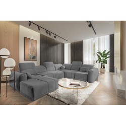 Диван кутовий у формі U Luxor VIII з функцією сну тканина Wind 90