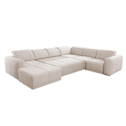 U-förmiges Ecksofa Luxor VIII mit Schlaffunktion, Stoff Wind 90