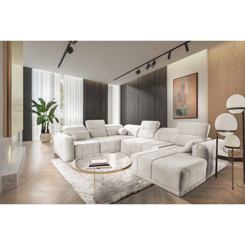 Диван кутовий у формі U Luxor VIII з функцією сну тканина Wind 02