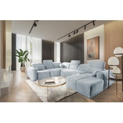 Кутовий диван у формі U Luxor VIII з функцією сну тканина Wind 73