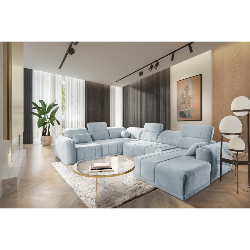 Кутовий диван у формі U Luxor VIII з функцією сну тканина Wind 73