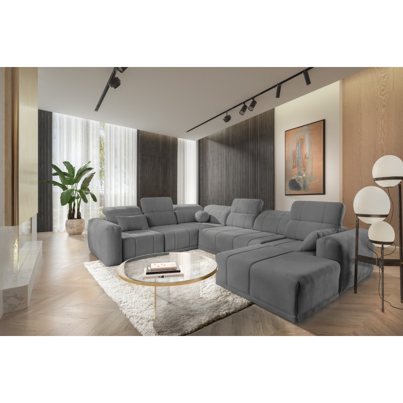 Диван кутовий у формі U Luxor VIII з функцією сну тканина Wind 90