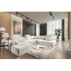 Ecksofa in U-Form Luxor X mit Schlaffunktion Stoff Wind 02
