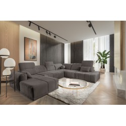 U-förmiges Sofa Luxor X mit Schlaffunktion Stoff Wind 21