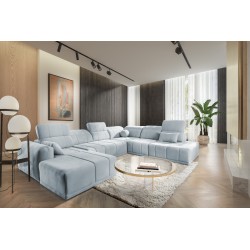 U-förmiges Ecksofa Luxor X mit Schlaffunktion, Stoff Wind 73
