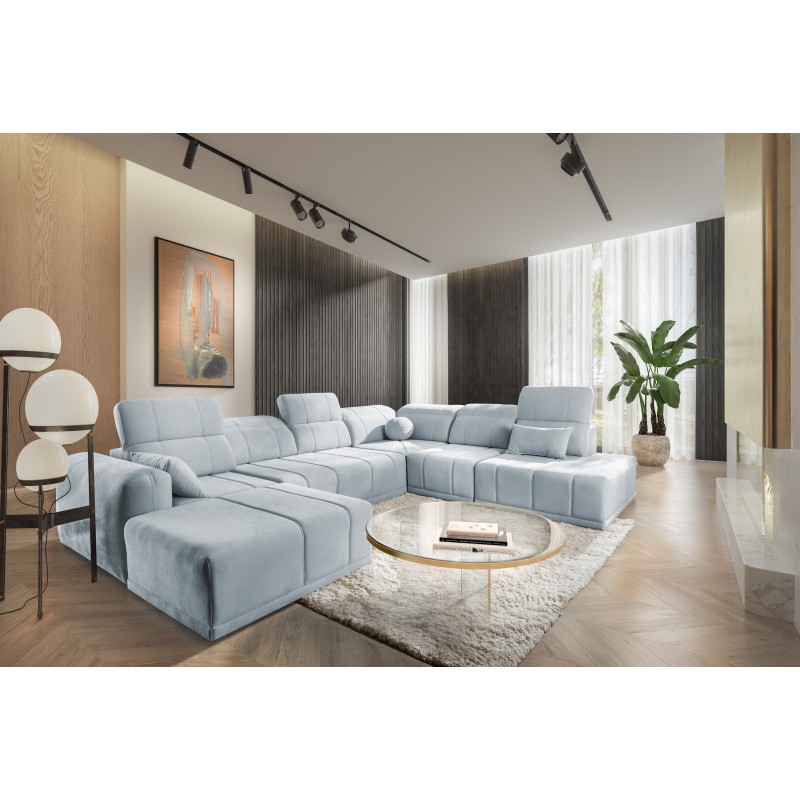 U-förmiges Ecksofa Luxor X mit Schlaffunktion, Stoff Wind 73
