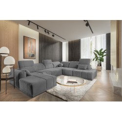 U-förmiges Ecksofa Luxor X mit Schlaffunktion Stoff Wind 90