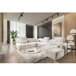 Sofá esquinero en forma de U Luxor X con función para dormir, tela Wind 02