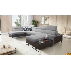 U-förmiges Sofa Prestige VI mit Schlaffunktion, Weich im Griff, Freya 210.20 + Tauro 8207, USB-Anschluss - Luxus in Ihrem Wohnzi