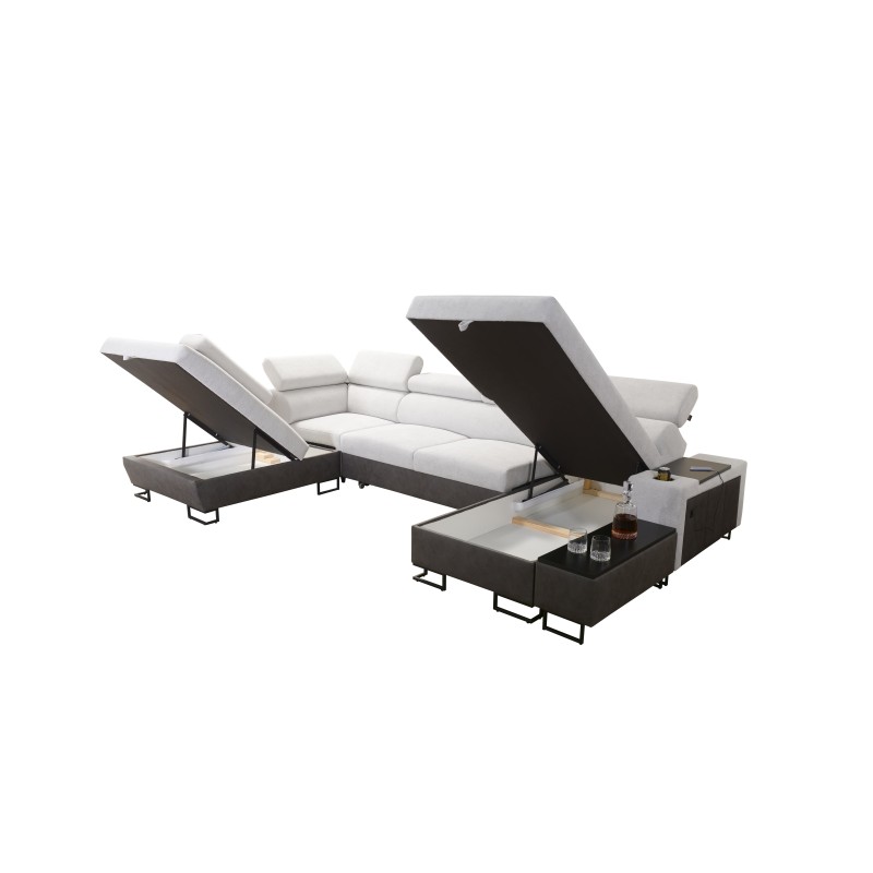 Narożnik w kształcie U Prestige VI z funkcją spania, Miękka w dotyku, Freya 210.23 + Tauro 8207, port USB - Luksus w Twoim salon Narożnik w kształcie U Prestige VI z funkcją spania, Miękka w dotyku, Freya 210.23 + Tauro 8207, port USB - Luksus w Twoim salon