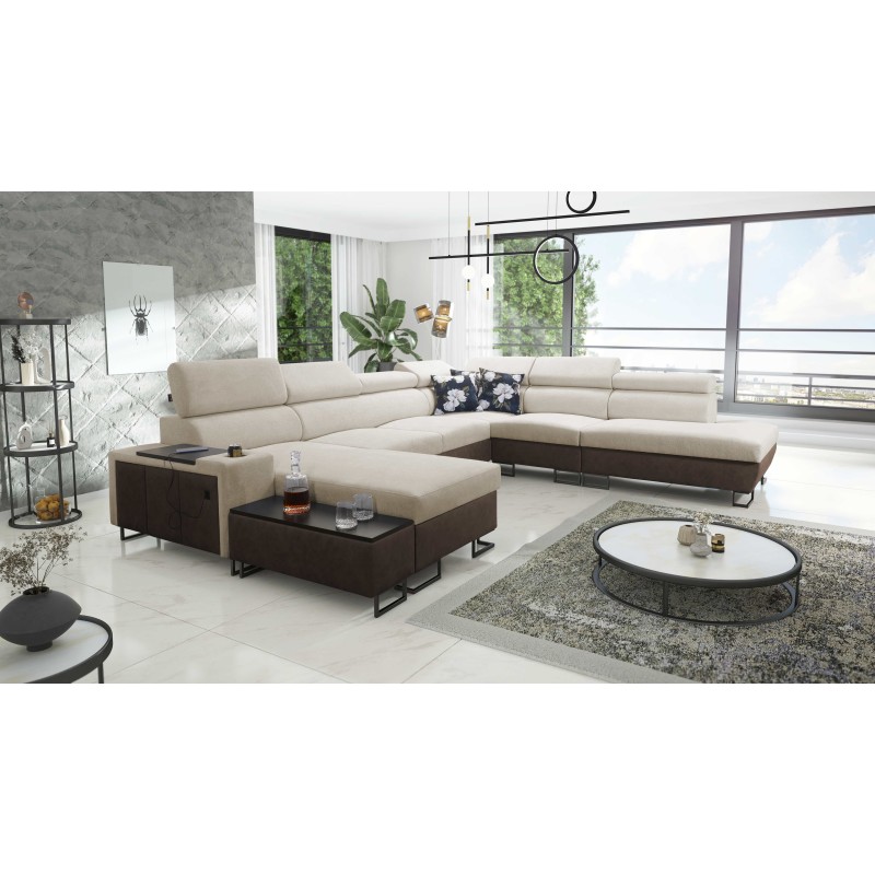 Esquina U Prestige X con función de cama - Suave al tacto, Freya 210.02 + Tauro 8202 | Tus muebles