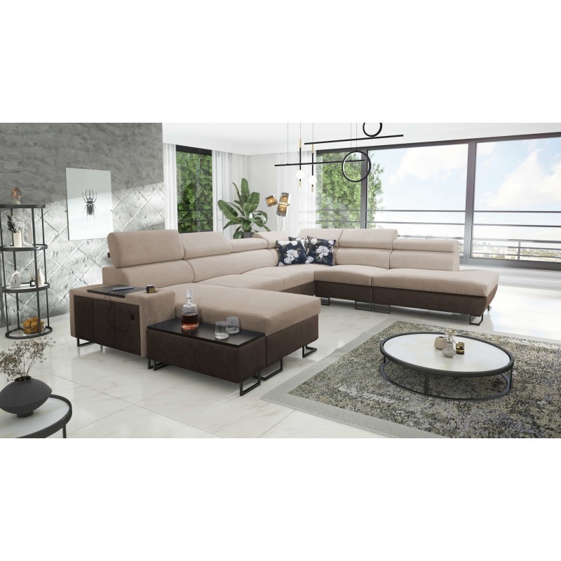 Esquina U Prestige X con función para dormir - Suave al tacto, Freya 210.04 + Tauro 8202 | Tus muebles