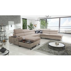 Narożnik U Prestige X z funkcją spania - Miękka w dotyku, Freya 210.04 + Tauro 8203 | Twoje meble